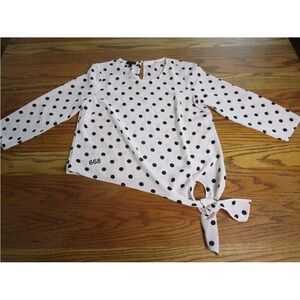 Talbots White and Black Polka Dot Blouse